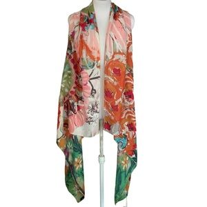 Demdaco Boho Scarf Wrap Coverup Multicolor Abstract Bright Floral OS